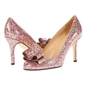 Kate Spade Krysta Bow Glitter Pumps Sparkle Heels Multicolor 8.5